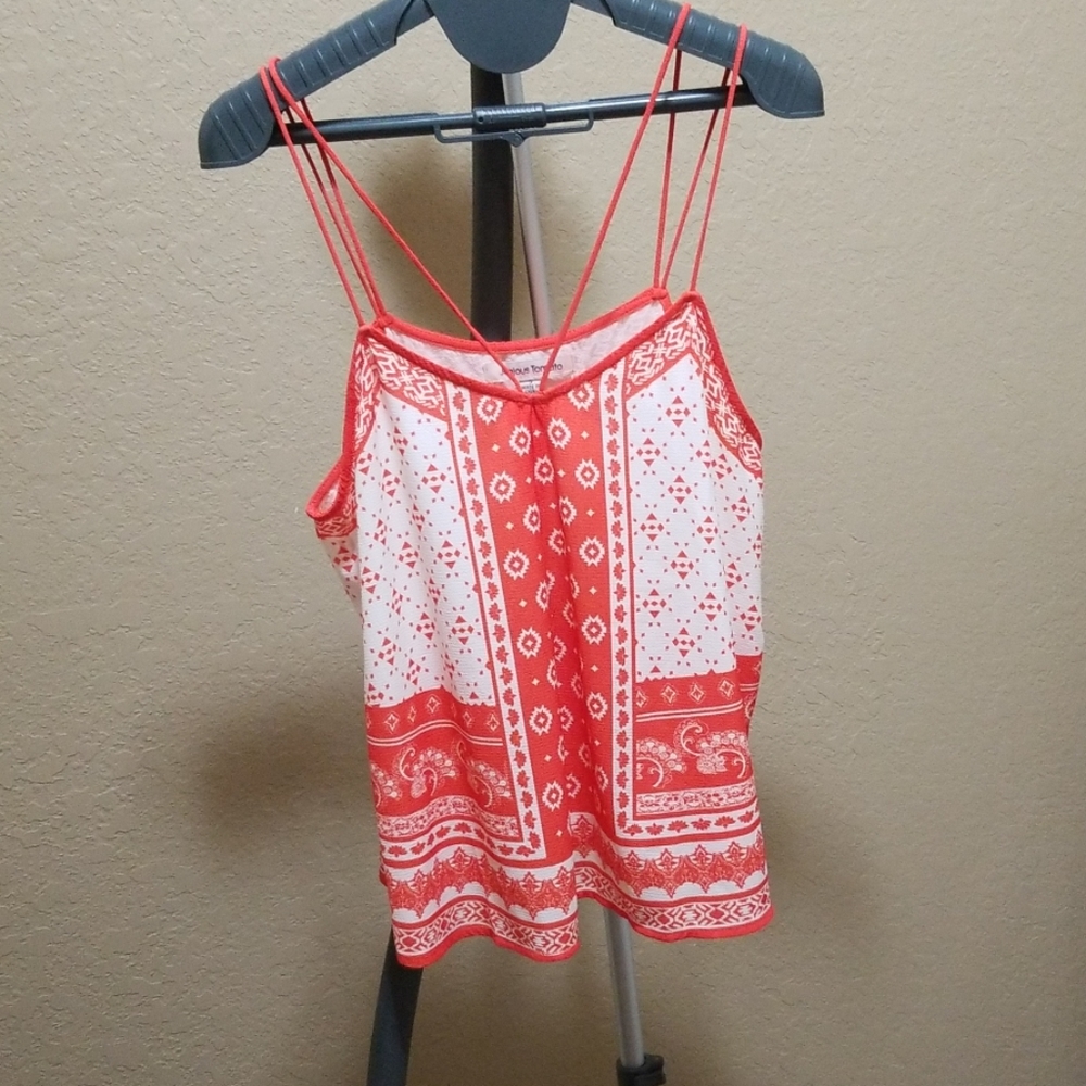 Orange and white printed tank top